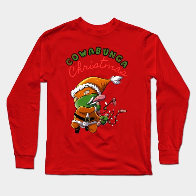 COWABUNGA CHRSTMAS MIKEY! Long Sleeve T-Shirt by TLareauArt